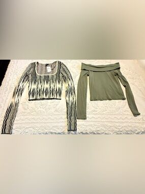 Windsor Black and Cream Patterned Knit Top & Forever 21 Olive blouse